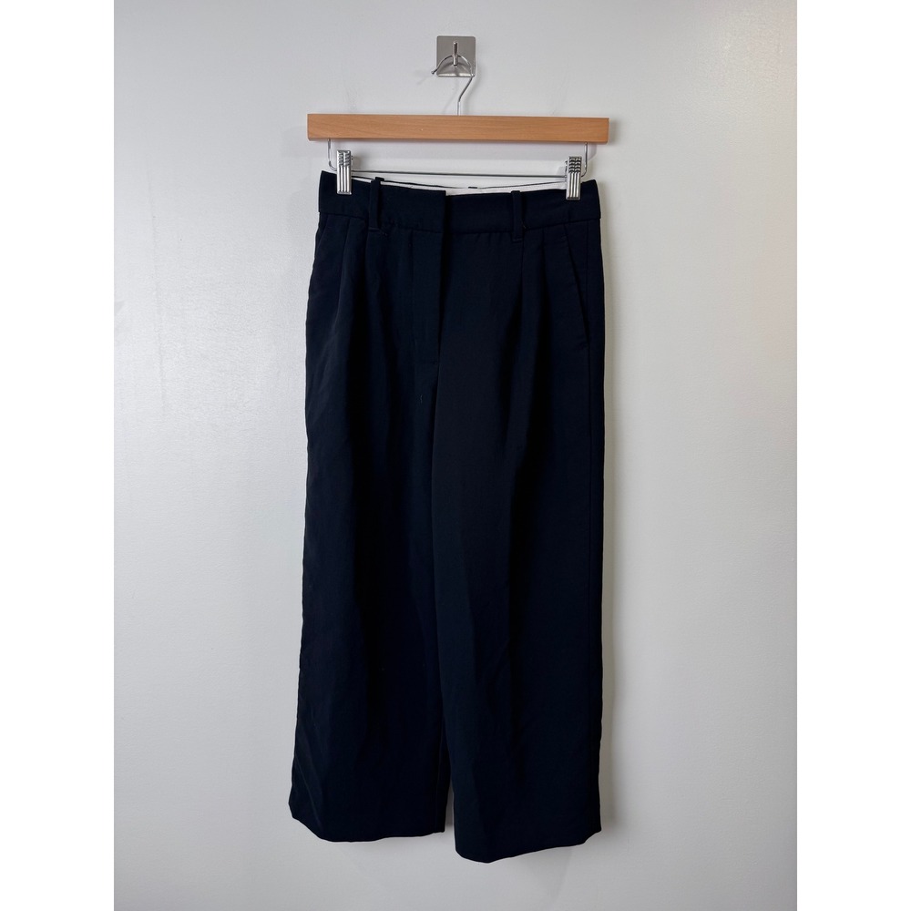 Aritzia Wilfred Women Black Effortless Pant Wide Leg Pleated Trousers 2